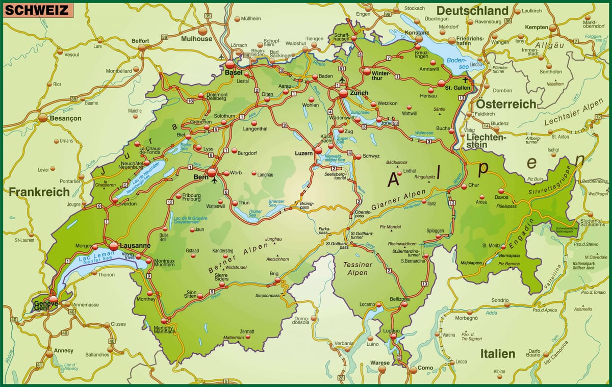 el mapa dels carrers de basilea, suïssa