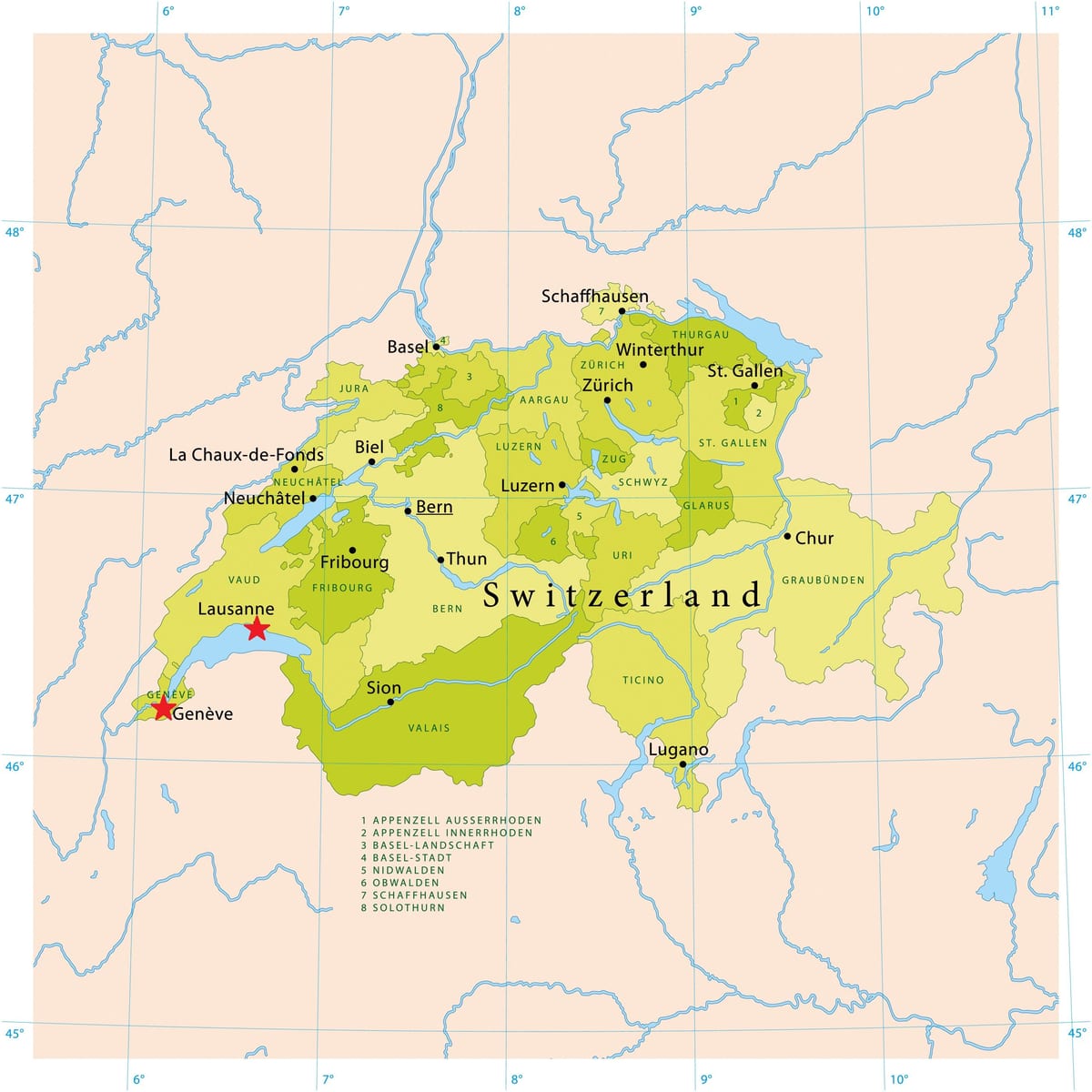 mapa del llac de ginebra, suïssa