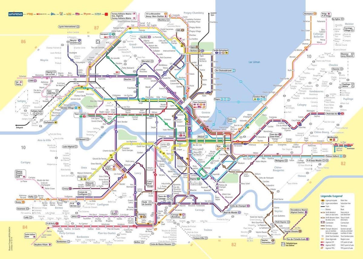 mapa de ginebra, suïssa bus