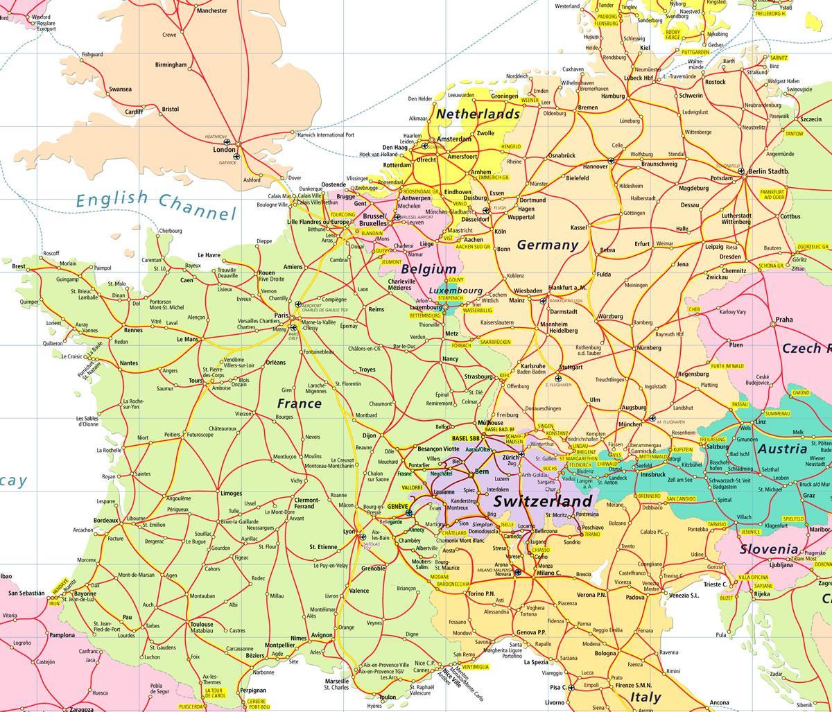 mapa d'europa mostrant suïssa