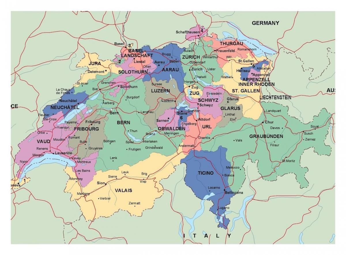 mapa de zuric, suïssa i els seus voltants