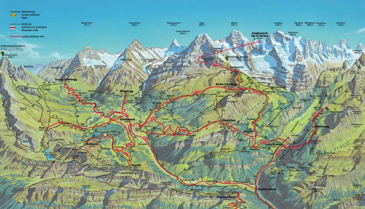 mapa de senderisme del mapa suïssa