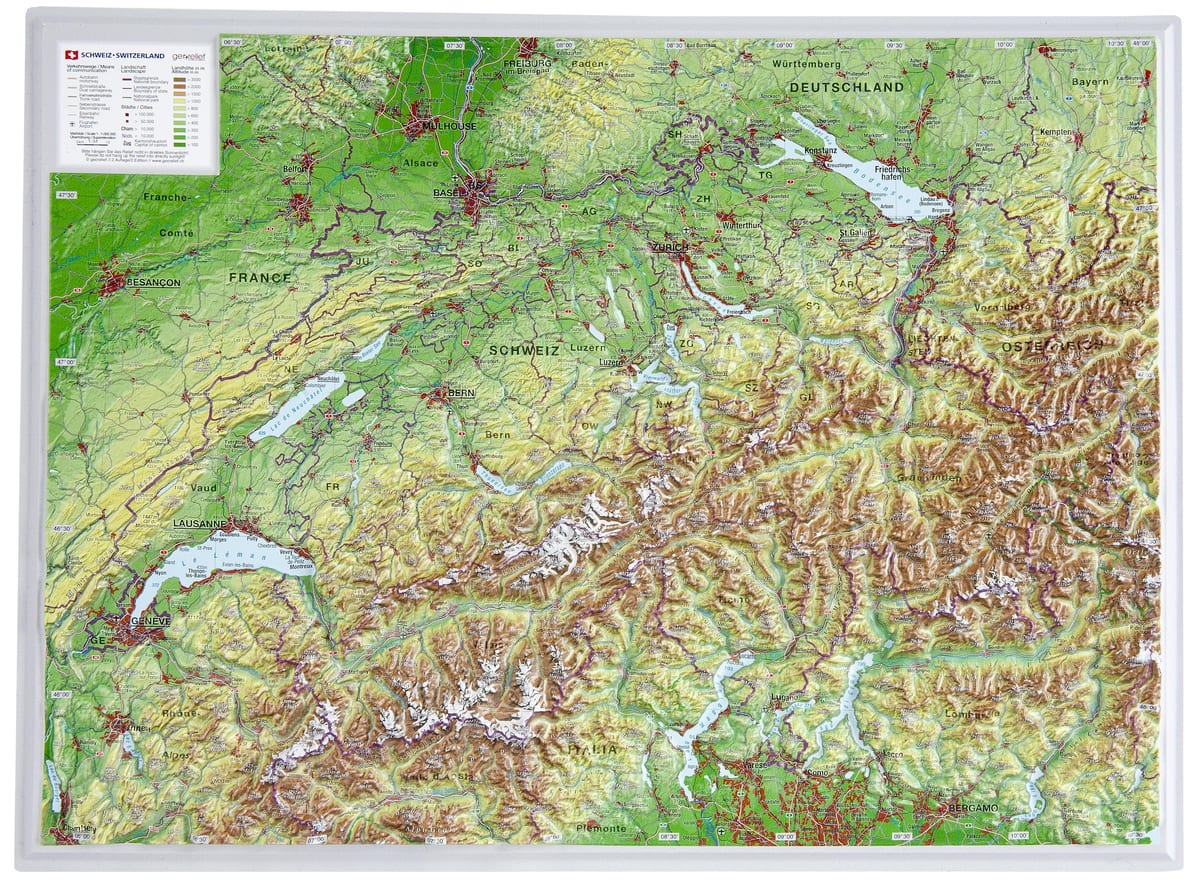 mapa de suïssa 3d