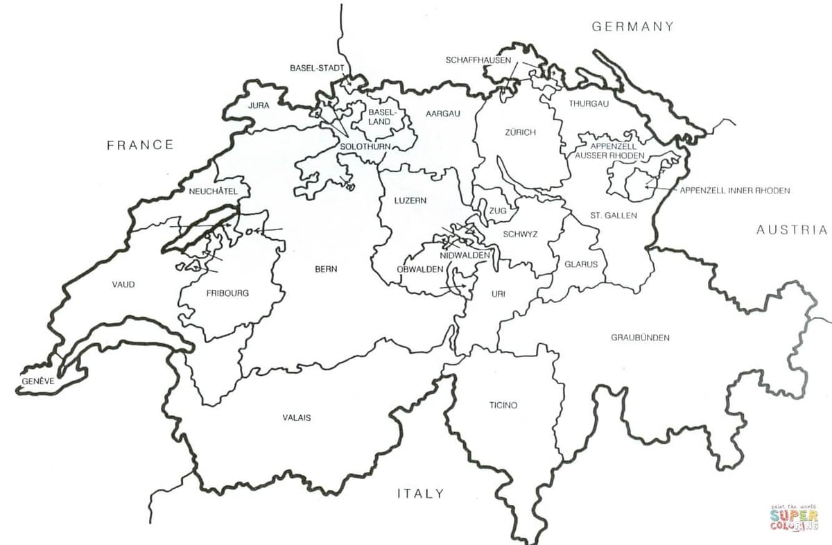 suïssa en blanc mapa