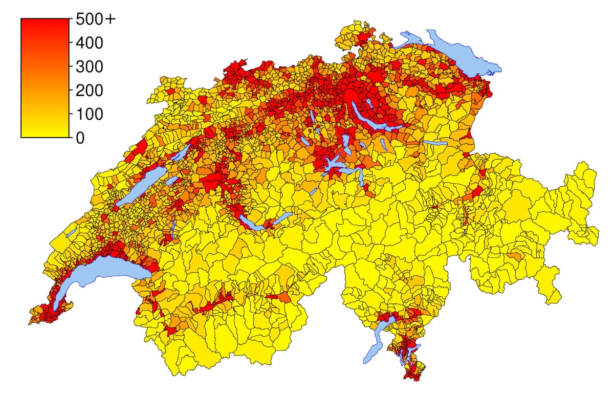 suïssa densitat de població mapa