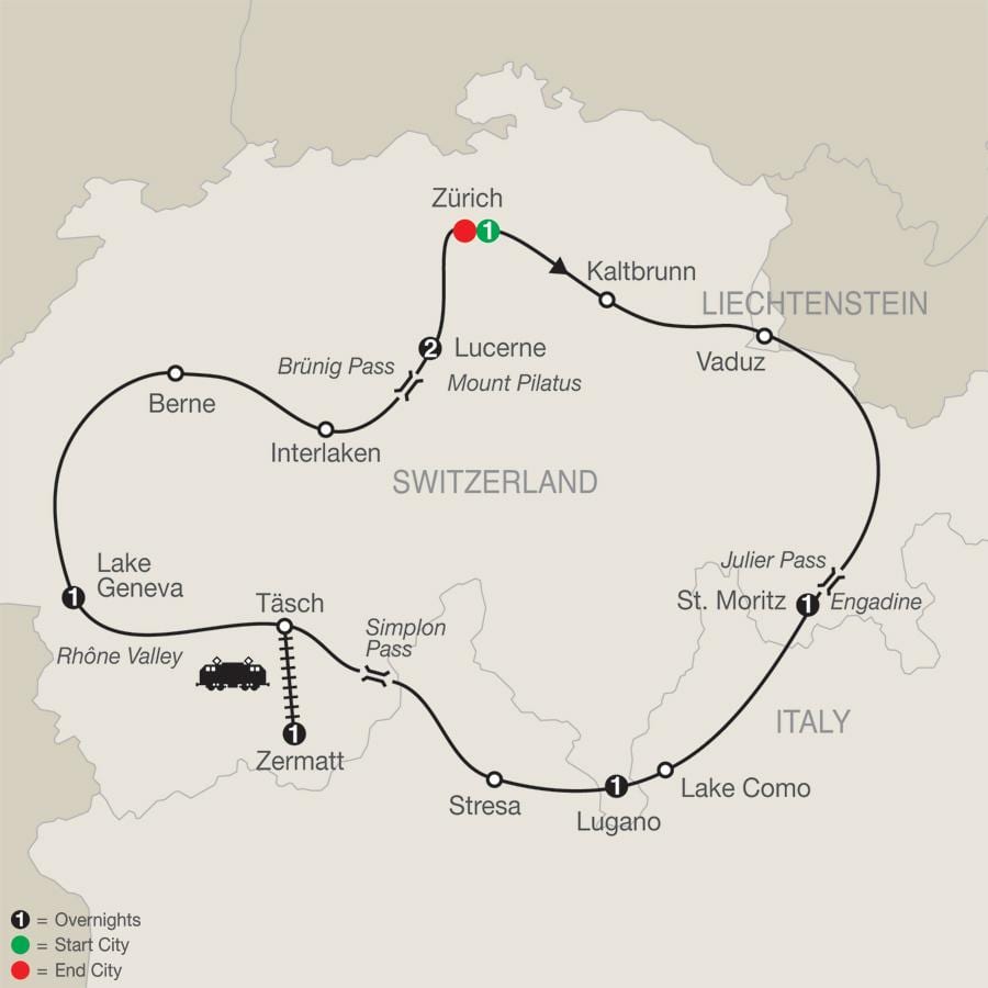 mapa de suïssa recorreguts paisatgístics