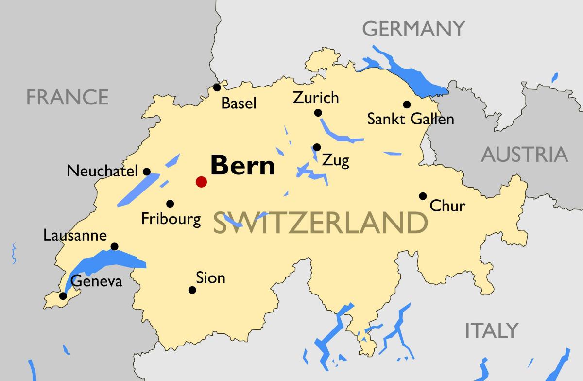 mapa de suïssa amb les principals ciutats
