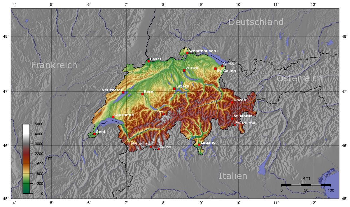 mapa de suïssa elevació