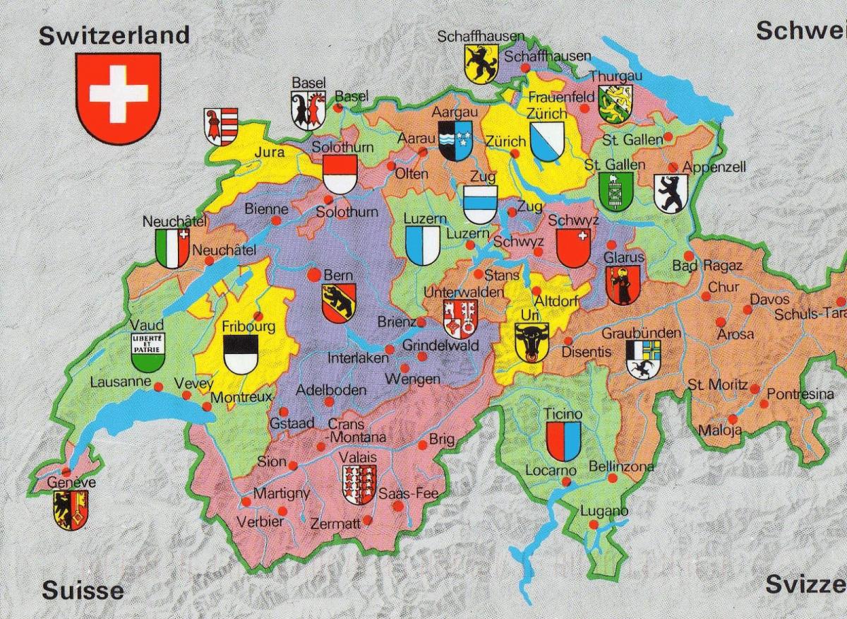 mapa de suïssa amb atractius turístics