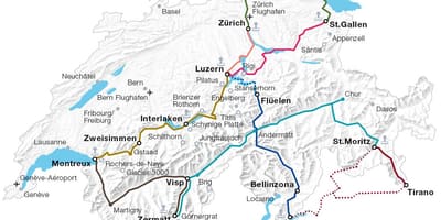 Suïssa tren mapa de rutes
