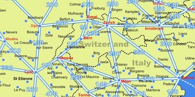 Mapa de suïssa mapa amb distàncies