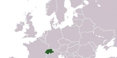 Suïssa situació en el mapa d'europa